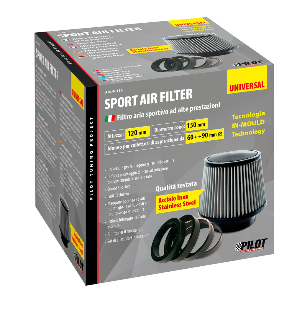 Filtro aria conico, acciaio inox