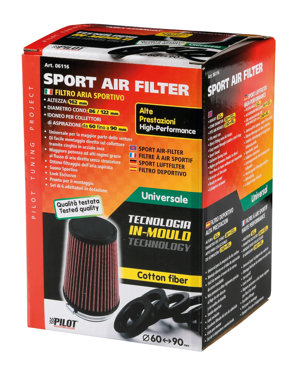 Filtro aria conico, fibra di cotone