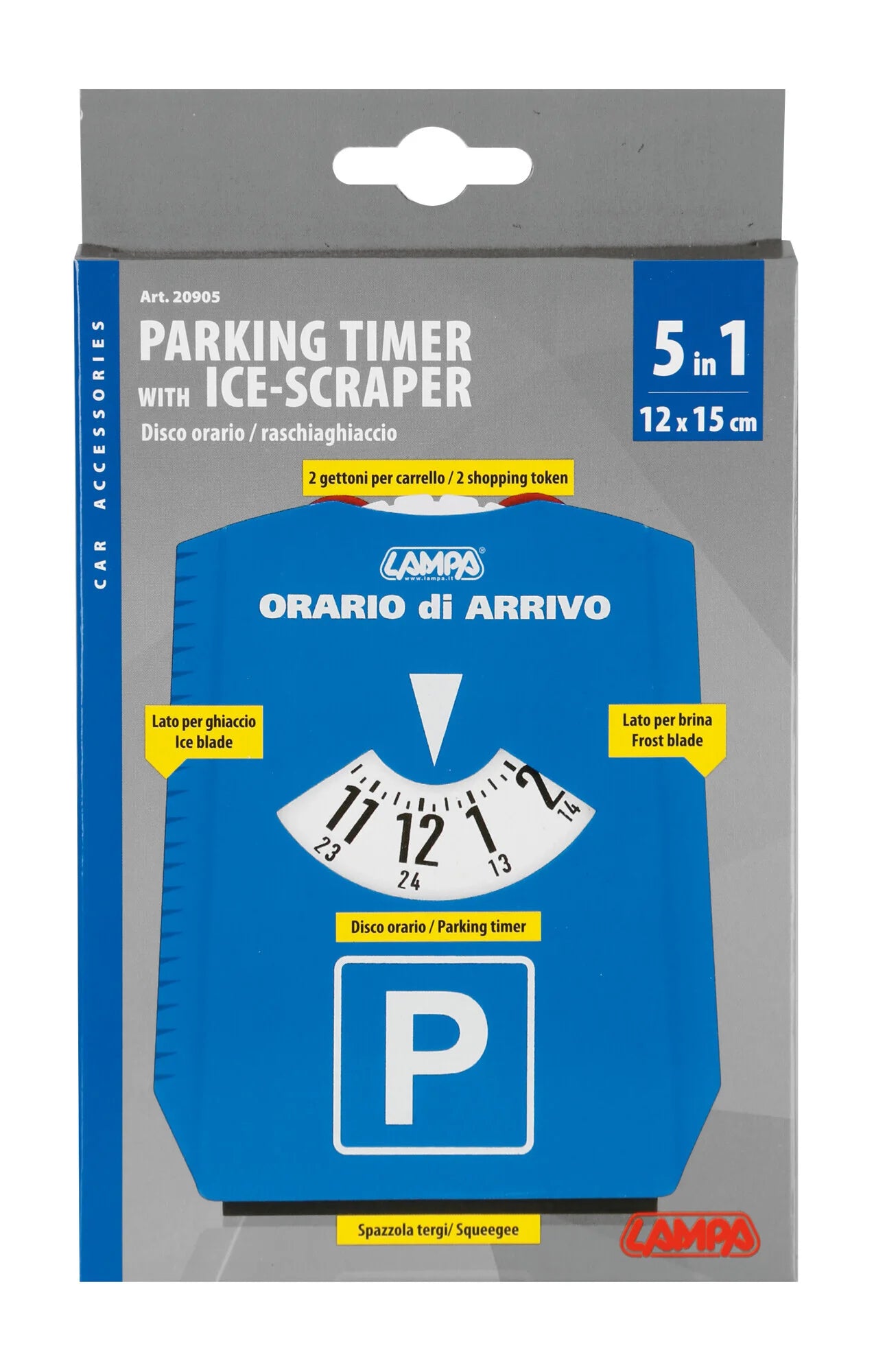 2 in 1, raschiaghiaccio a tre lati con disco orario - 120x155 mm