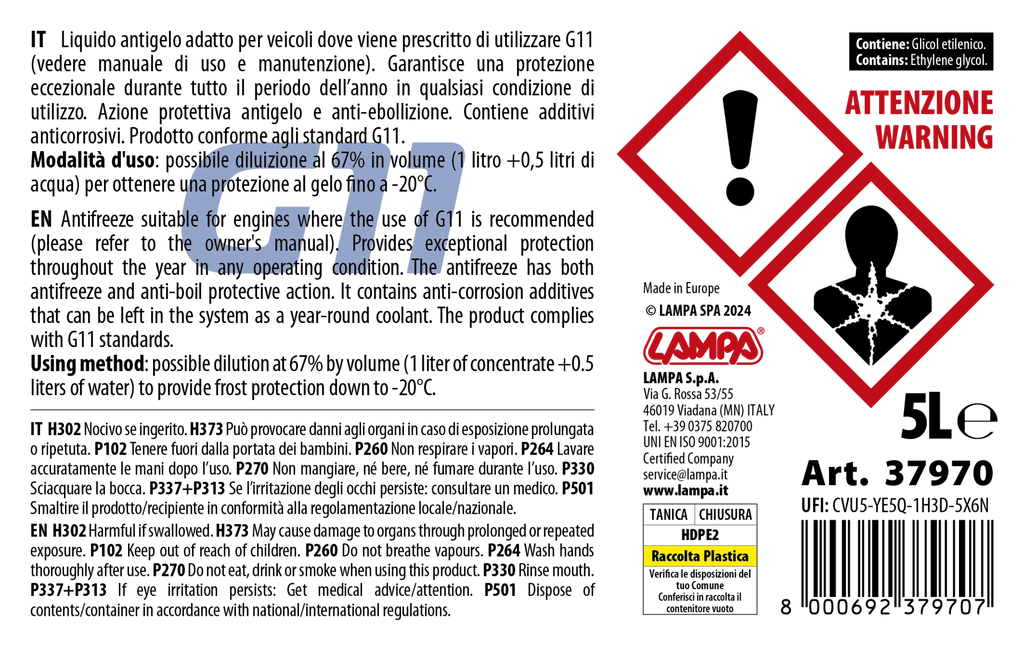 Premium Series Blu G11, liquido antigelo radiatore - (-40°C / +110°C) - 5 L