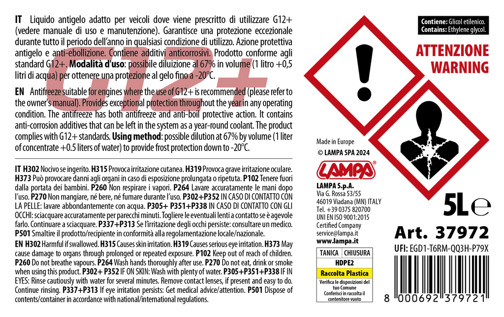 Premium Series Rosso G12+, liquido antigelo radiatore - (-40°C / +110°C) - 5 L