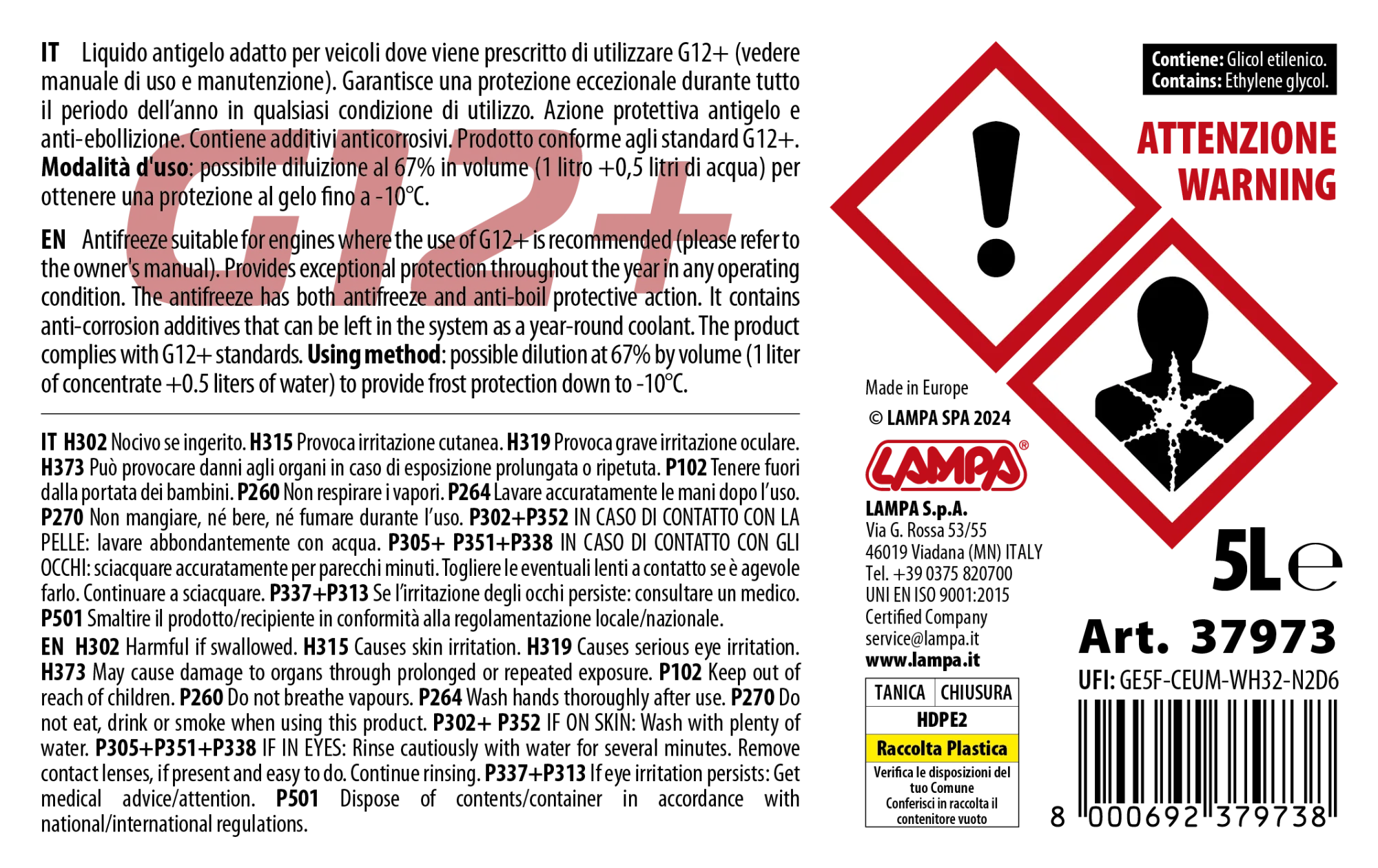 Premium Series Rosso G12+, liquido antigelo radiatore - (-25°C / +105°C) - 5 L