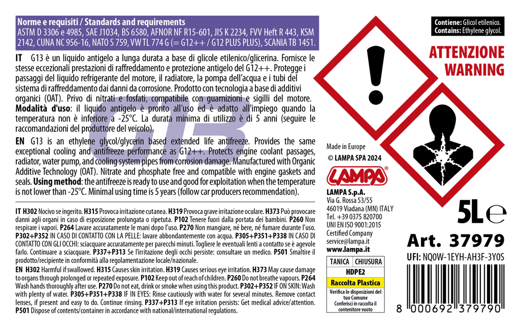 Premium Series Viola G13, liquido antigelo radiatore - (-25°C / +105°C) - 5 L