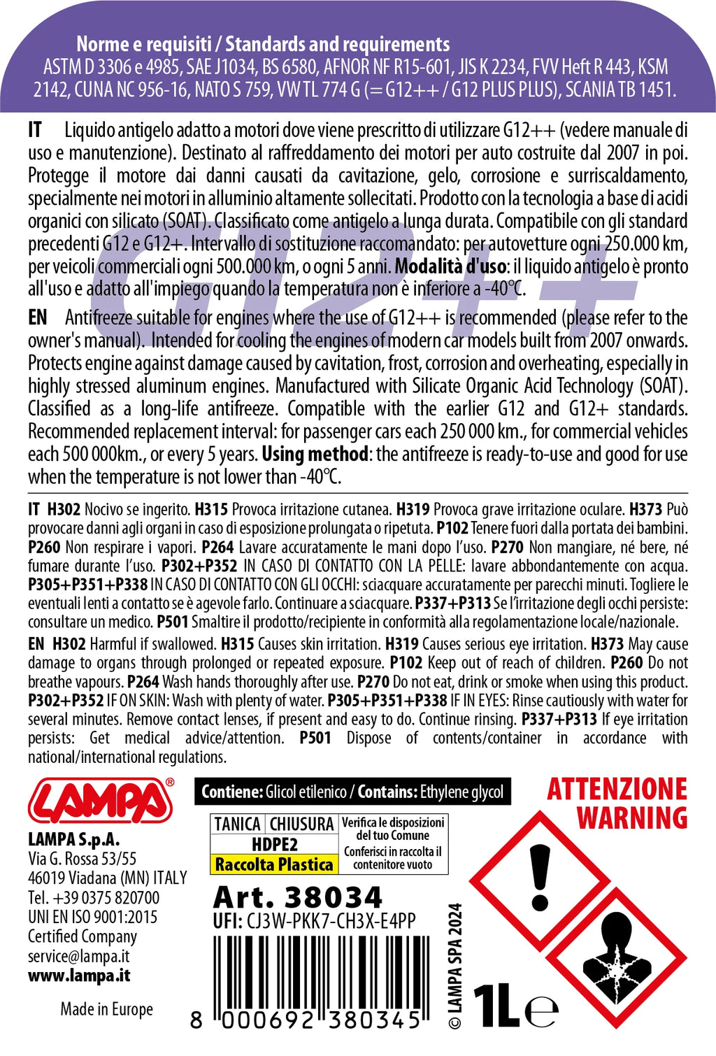 Premium Series G12++, liquido antigelo radiatore - (-40°C / +110°C) - 1 L