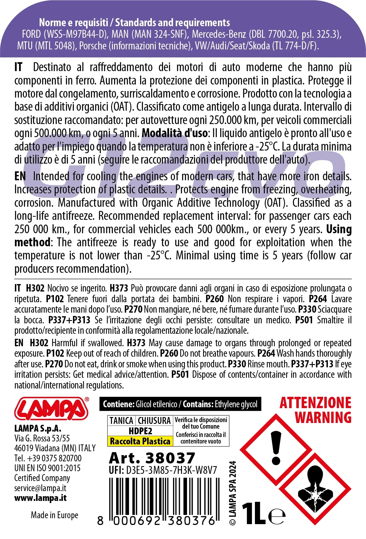 Premium Series  G12 Evo, liquido antigelo radiatore - (-25°C / +105°C) - 1 L