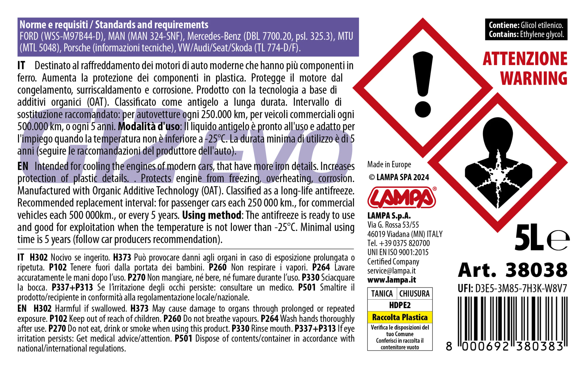 Premium Series G12 Evo, liquido antigelo radiatore - (-25°C / +105°C) - 5 L