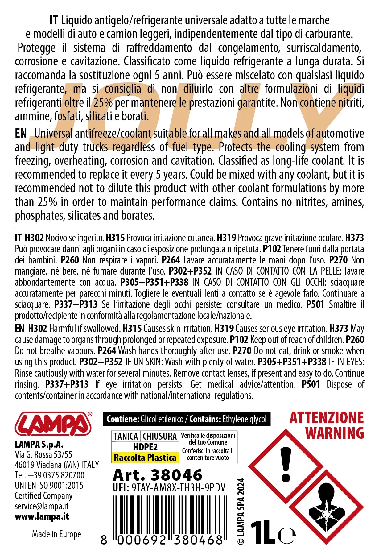 Premium Series Jolly Universal, liquido antigelo radiatore - (-40°C / +110°C) - 1 L