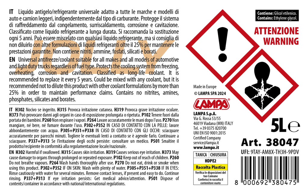 Premium Series Jolly Universal, liquido antigelo radiatore - (-40°C / +110°C) - 5 L