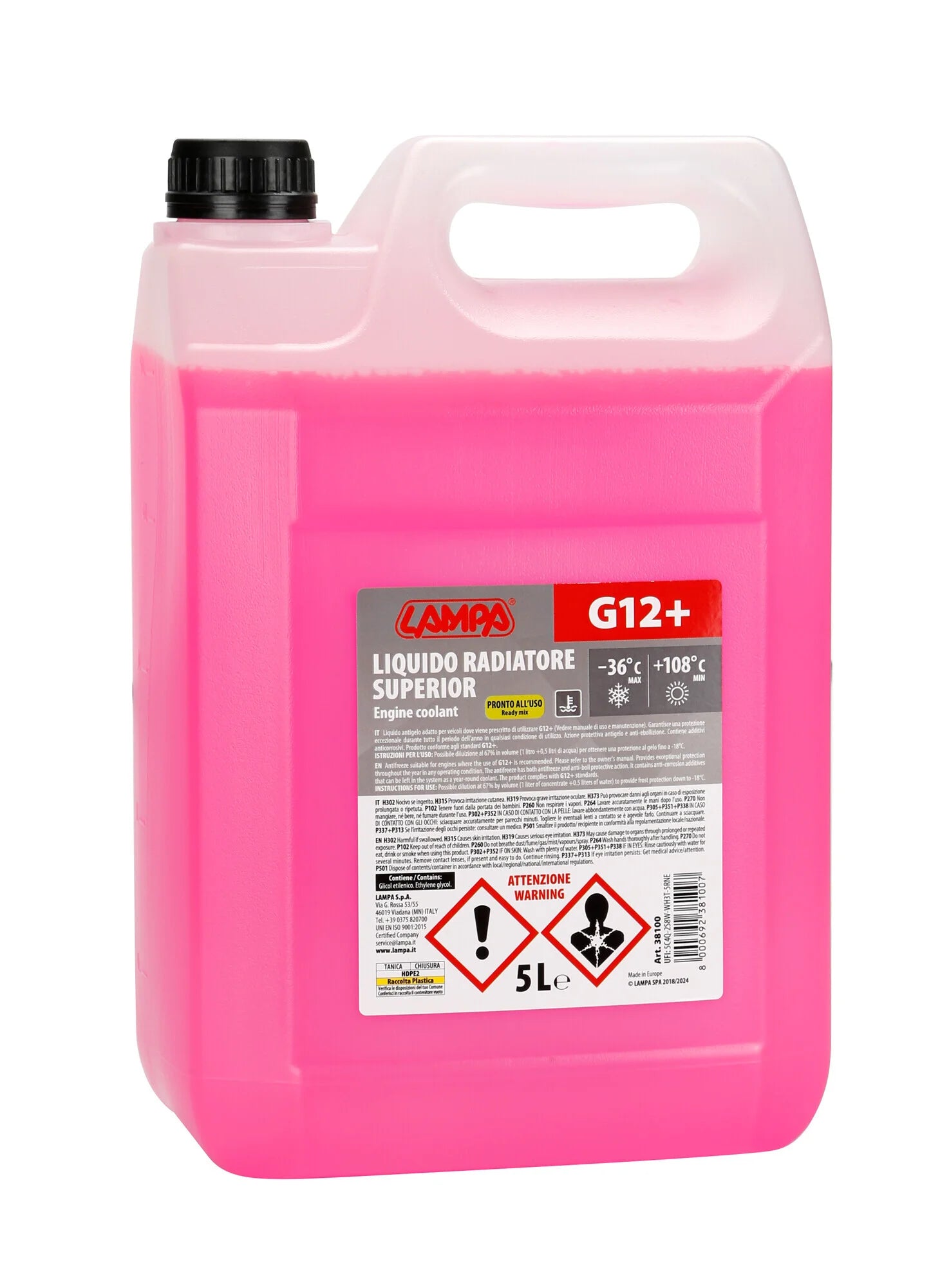 Superior-Rosso G12+, liquido antigelo radiatore (-36°C) - 5 L