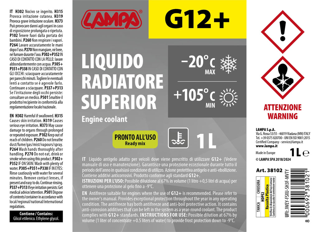 Superior-Giallo G12+, liquido antigelo radiatore (-20°C) - 1 L