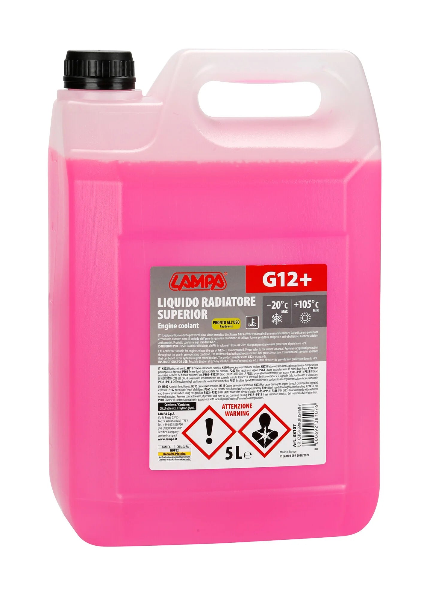 Superior-Rosso G12+, liquido antigelo radiatore (-20°C) - 5 L