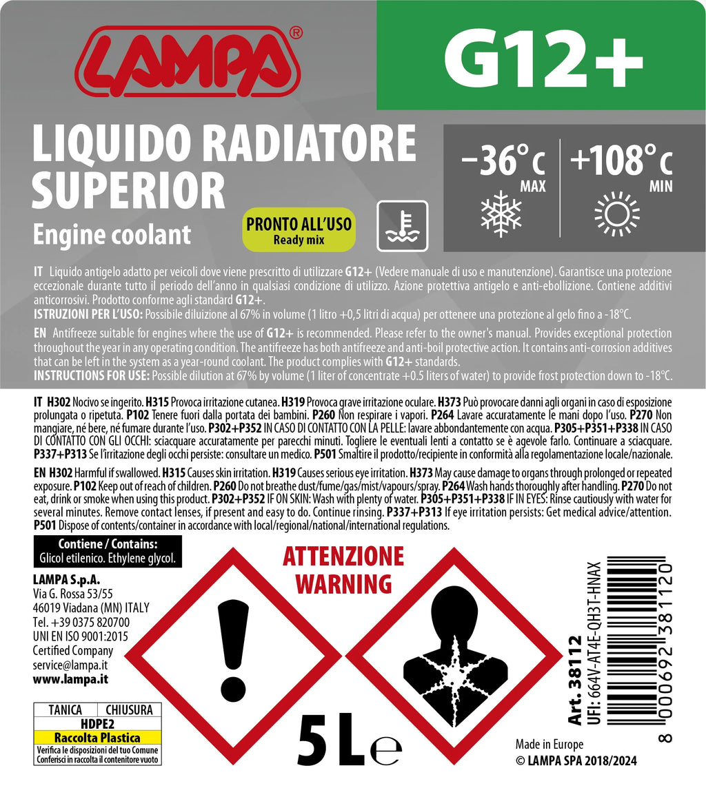 Superior-Verde G12+, liquido antigelo radiatore (-36°C) - 5 L