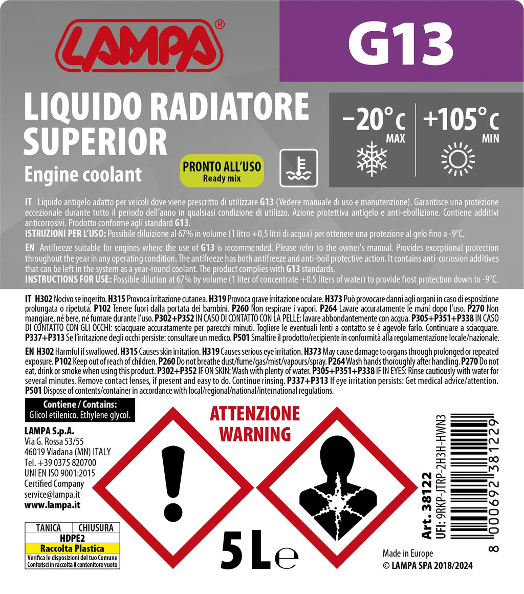 Superior-Viola G13, liquido antigelo radiatore (-20°C) - 5 L