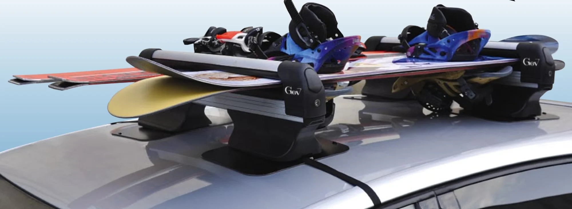 Portasci magnetico scorrevole Bora - Con Chiave - 5 paia di sci o 2 snowboard