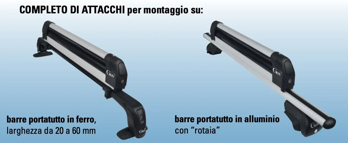 Portasci da barra Storm - Con Chiave - Per 6 paia di sci o 4 snowboard