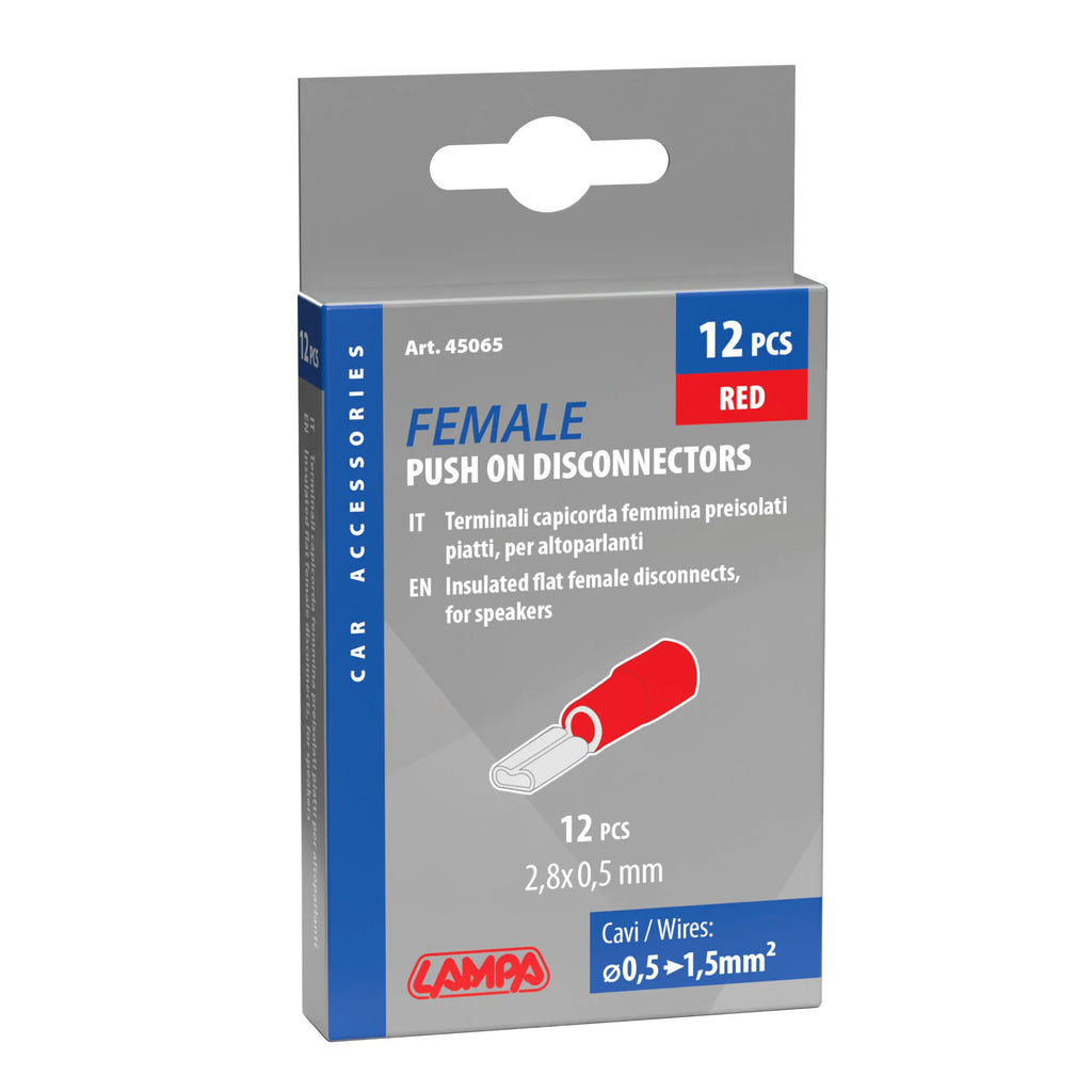 12 terminali - capicorda femmina piatti per altoparlanti - Rosso