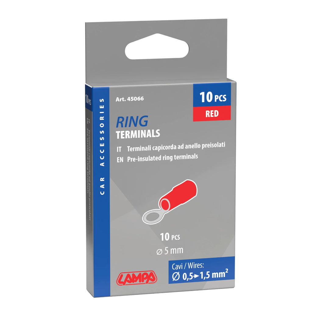 10 terminali - capicorda ad anello - Rosso