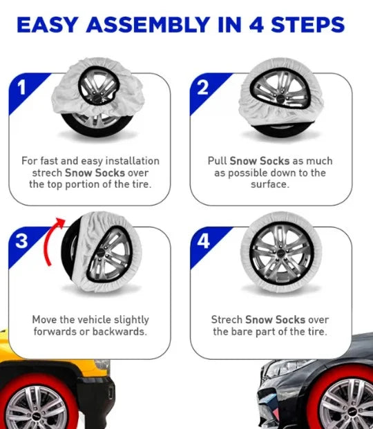 Calze da neve Gev XS - Made in Europa - Facili da installare - Con 2 calze