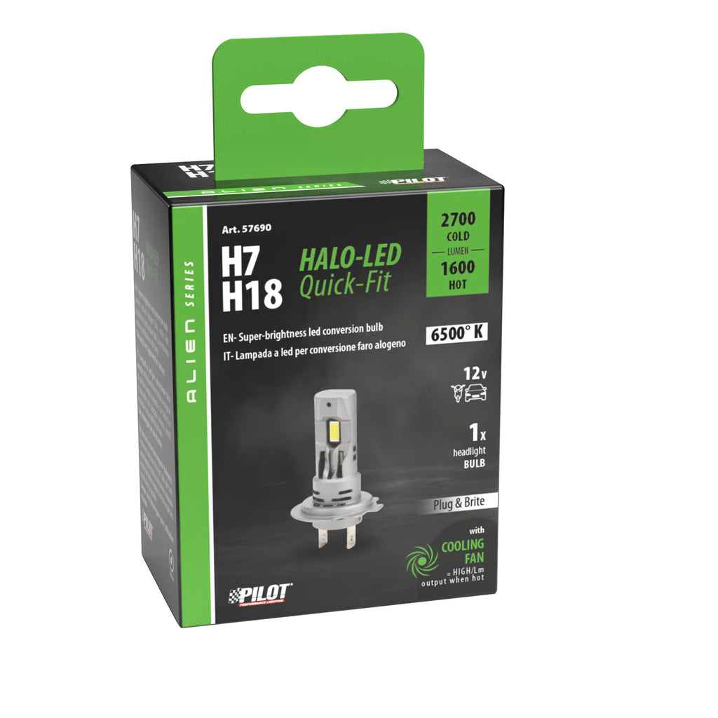 12V Halo Led Alien Series Quick-Fit - (H7/H18) - 25W - PX26d / PY26d-1 - 1 pz  - Scatola