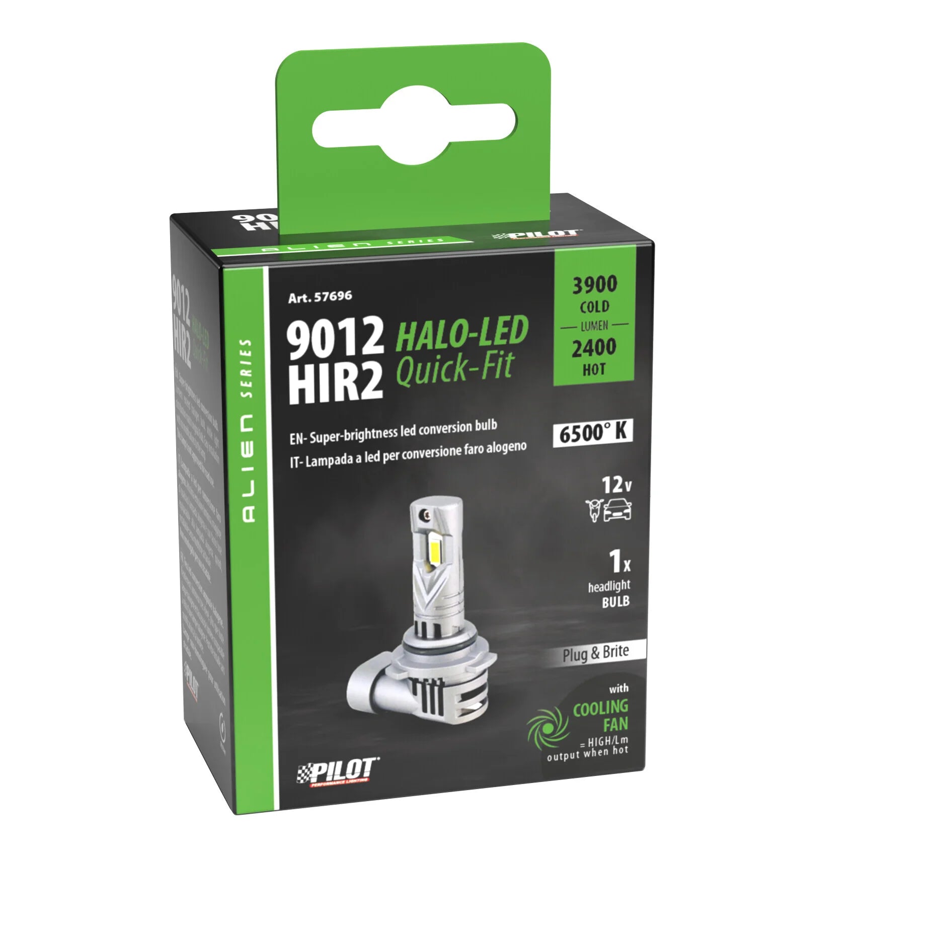 12V Halo Led Alien Series Quick-Fit - (HIR2 9012) - 35W - PX22d - 1 pz  - Scatola