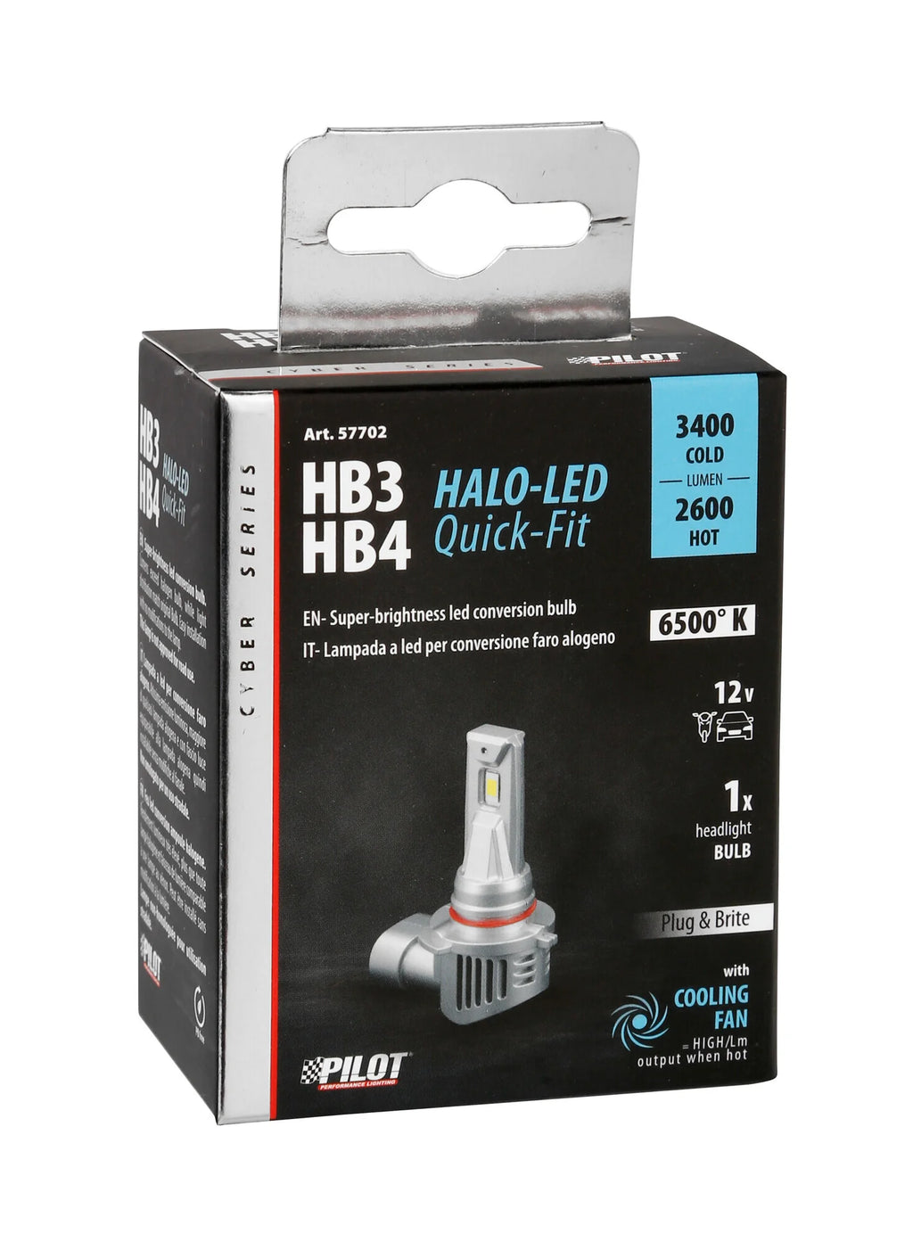 12V Halo Led Cyber Series Quick-Fit - (HB3-HB4) - 36W - P20d/P22d - 1 pz  - Scatola