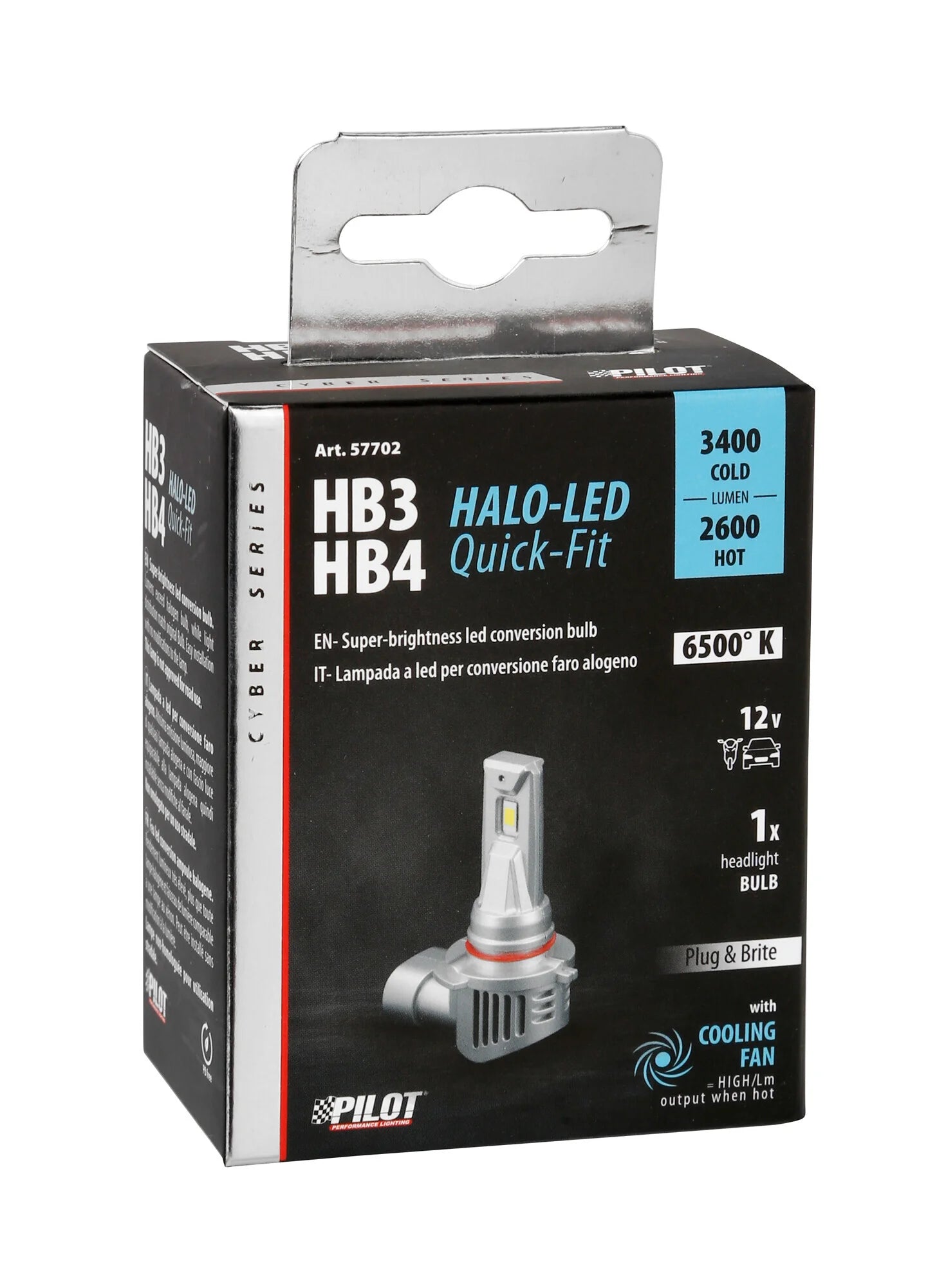 12V Halo Led Cyber Series Quick-Fit - (HB3-HB4) - 36W - P20d/P22d - 1 pz  - Scatola