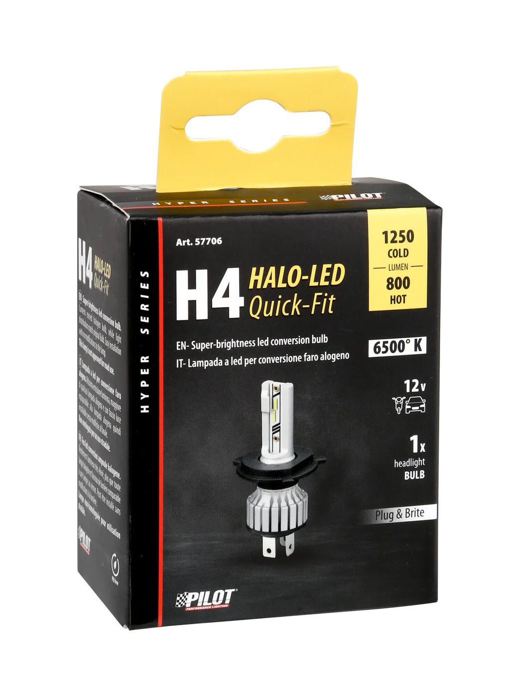 12V Halo Led Hyper Series Quick-Fit - (H4) - 15W - P43t - 1 pz  - Scatola