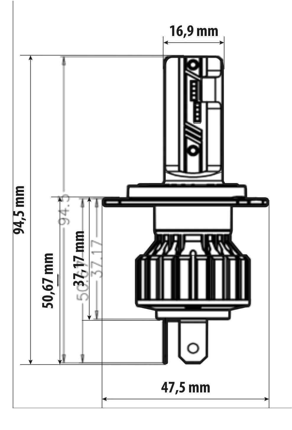 12V Halo Led Hyper Series Quick-Fit - (H4) - 15W - P43t - 1 pz  - Scatola