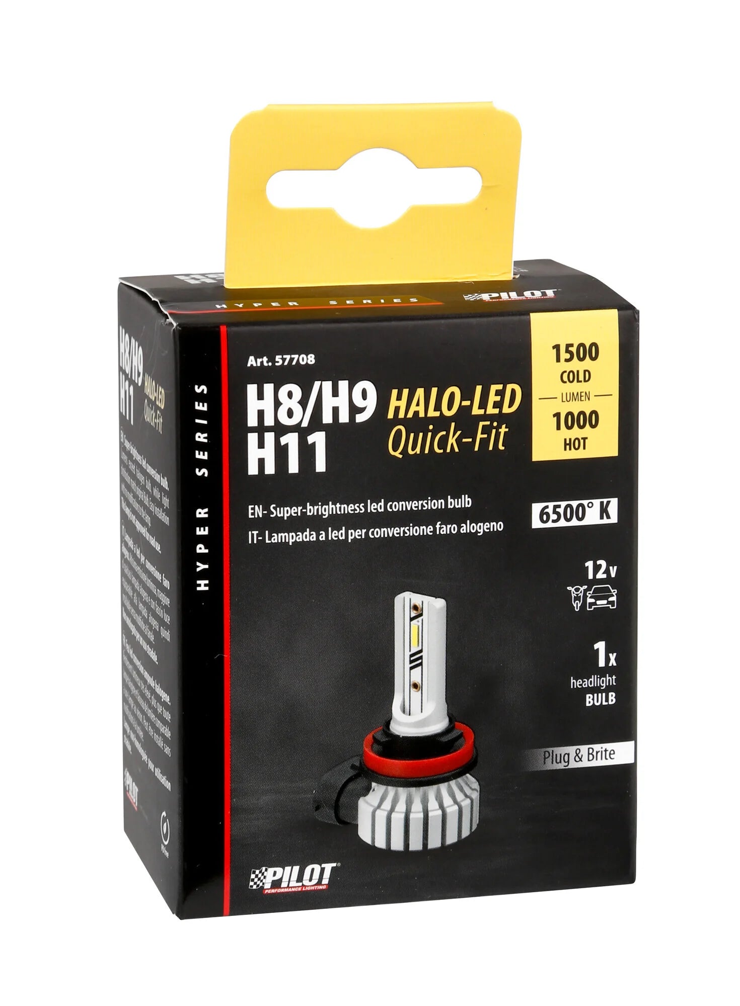 12V Halo Led Hyper Series Quick-Fit - (H8/H9/H11) - 15W - PGJ19-X - 1 pz  - Scatola