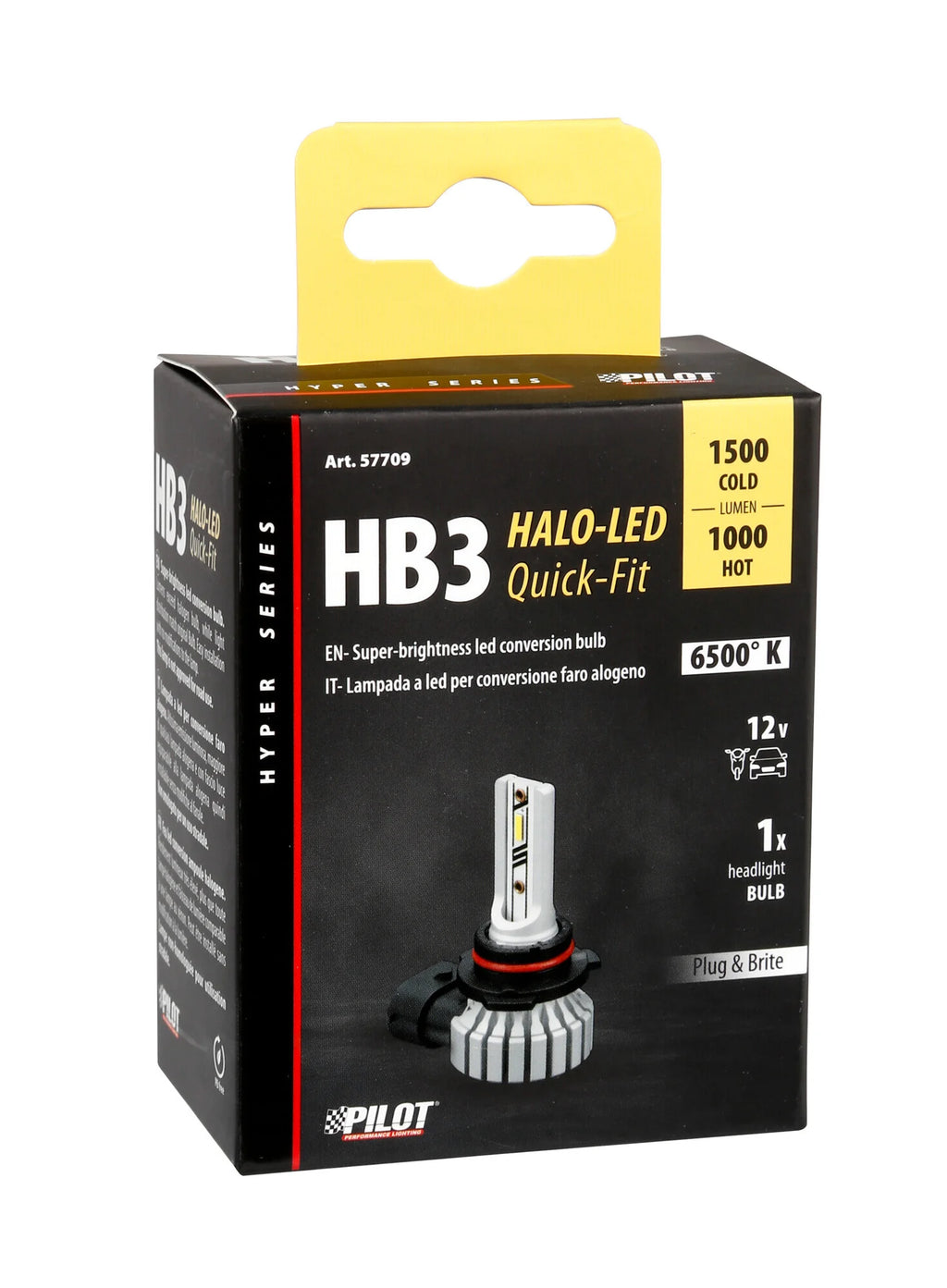 12V Halo Led Hyper Series Quick-Fit - (HB3) - 15W - P20d - 1 pz  - Scatola