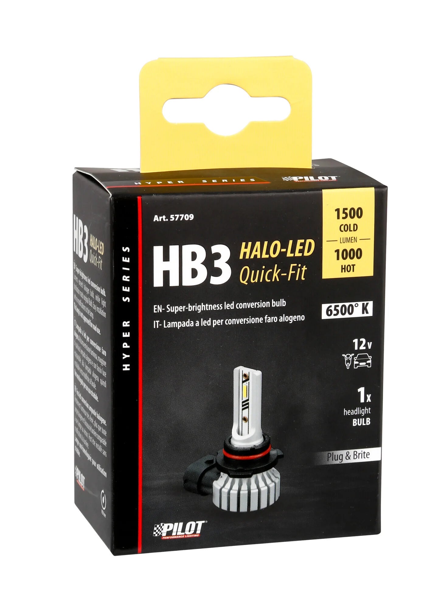 12V Halo Led Hyper Series Quick-Fit - (HB3) - 15W - P20d - 1 pz  - Scatola