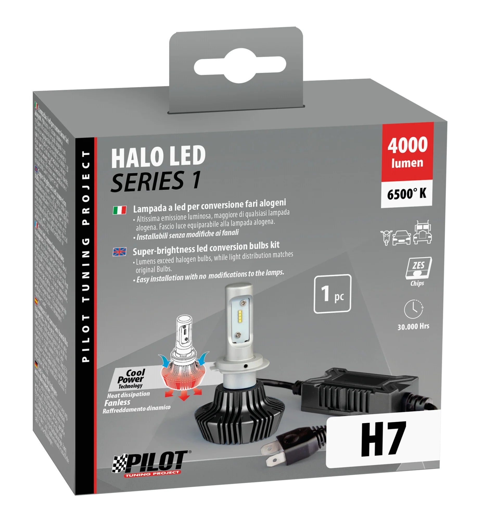 10/30V Halo Led Serie 1 - (H7) - 25W - PX26d - 1 pz  - Scatola