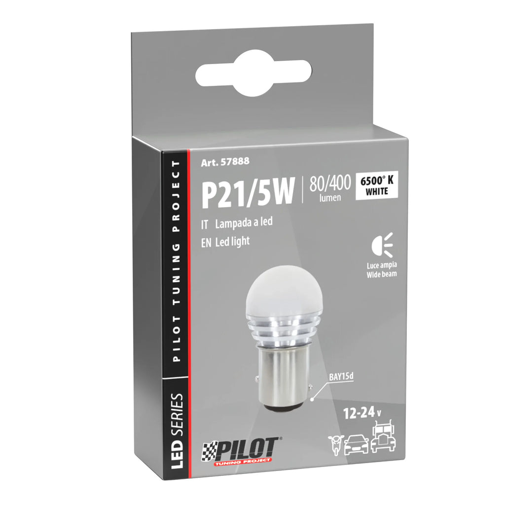 10/30V Mega-Led 9 - 1 SMD x 9 chips - (P21/5W) - BAY15d - 1 pz  - Scatola - Bianco