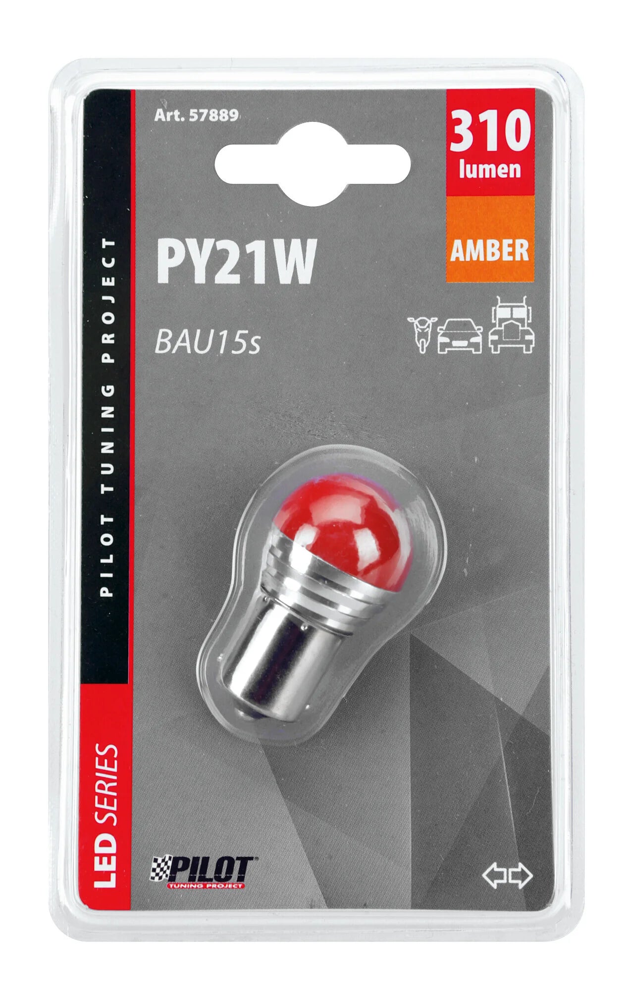 10/30V Mega-Led 9 - 1 SMD x 9 chips - (PY21W) - BAU15s - 1 pz  - D/Blister - Arancio