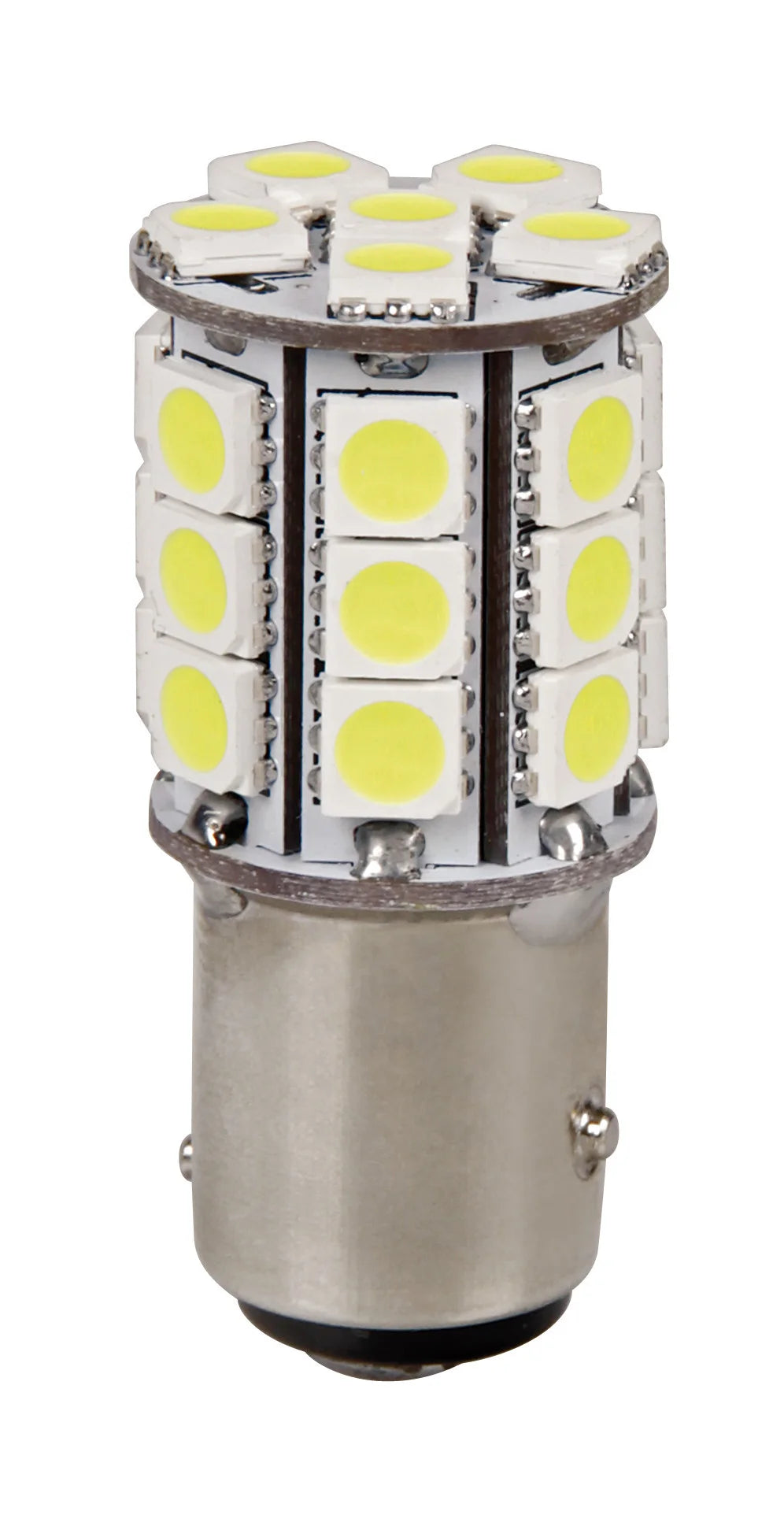 12V Hyper-Led 81 - 27 SMD x 3 chips - (P21/5W) - BAY15d - 1 pz  - Scatola - Bianco