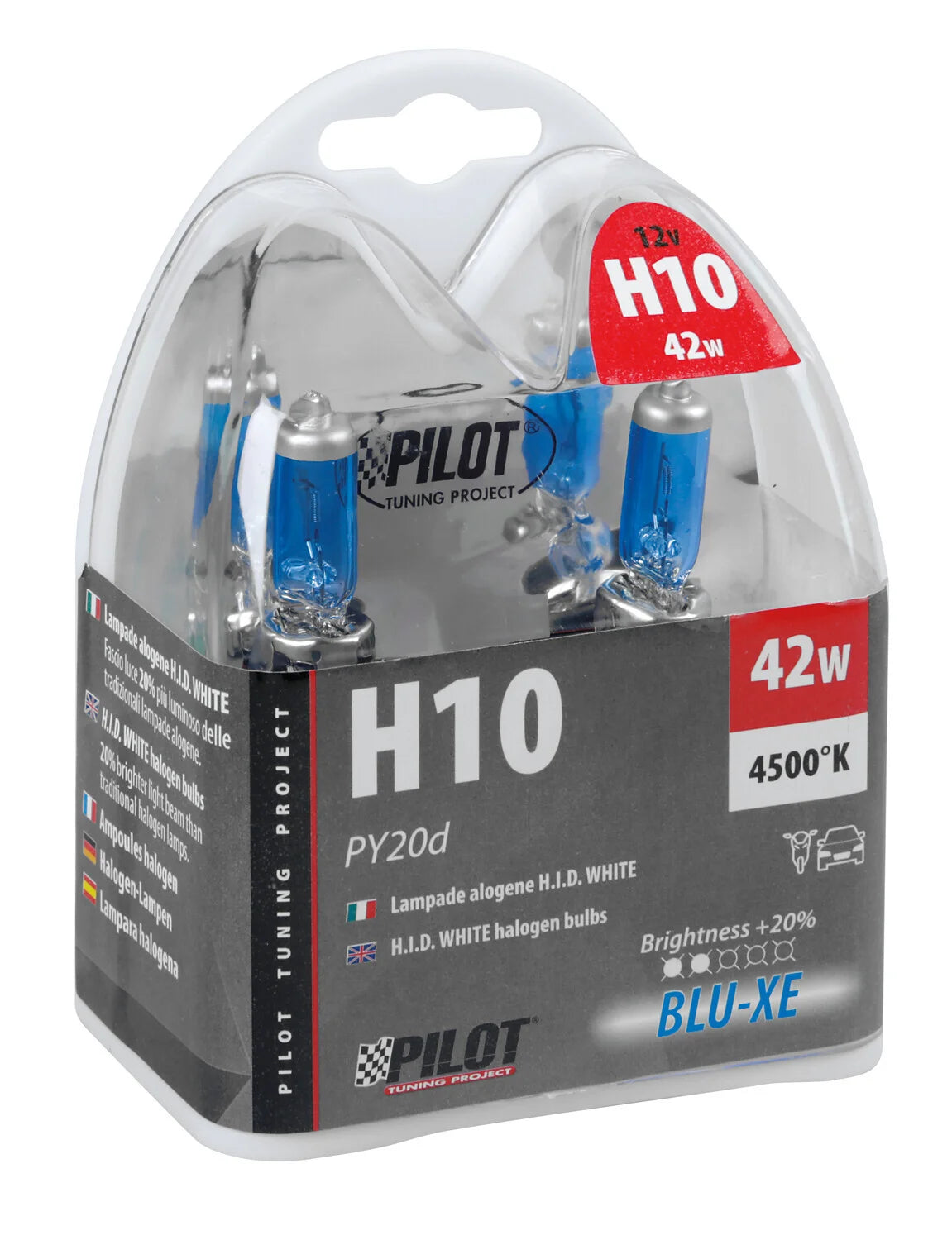 12V Lampada alogena Blu-Xe - H10 - 42W - PY20d - 2 pz  - Scatola Plast.