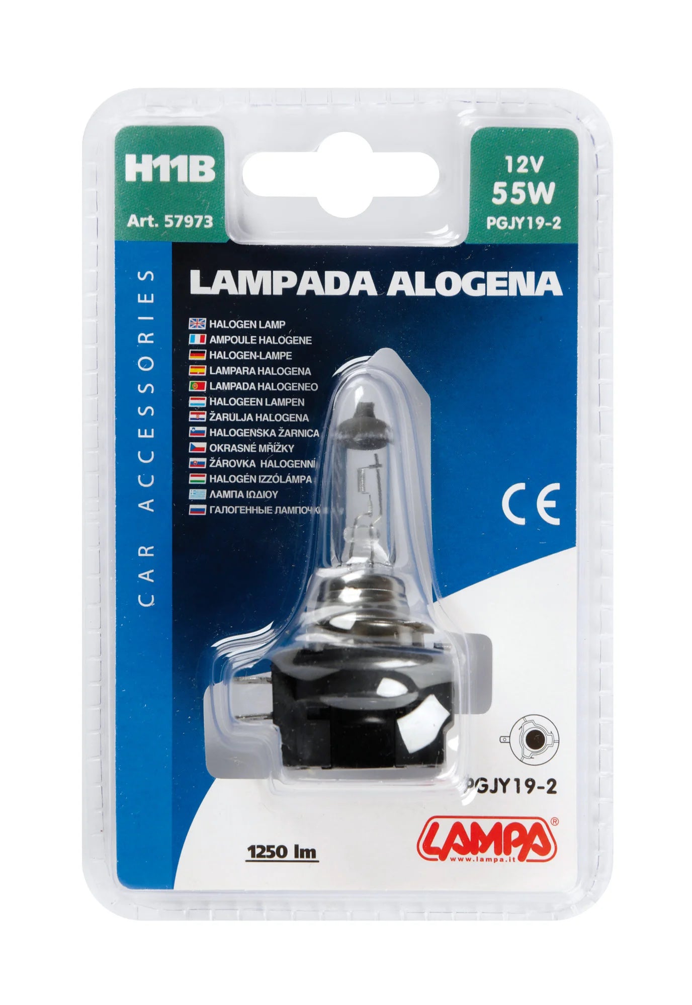 12V Lampada alogena - H11B - 55W - PGJY19-2 - 1 pz  - D/Blister