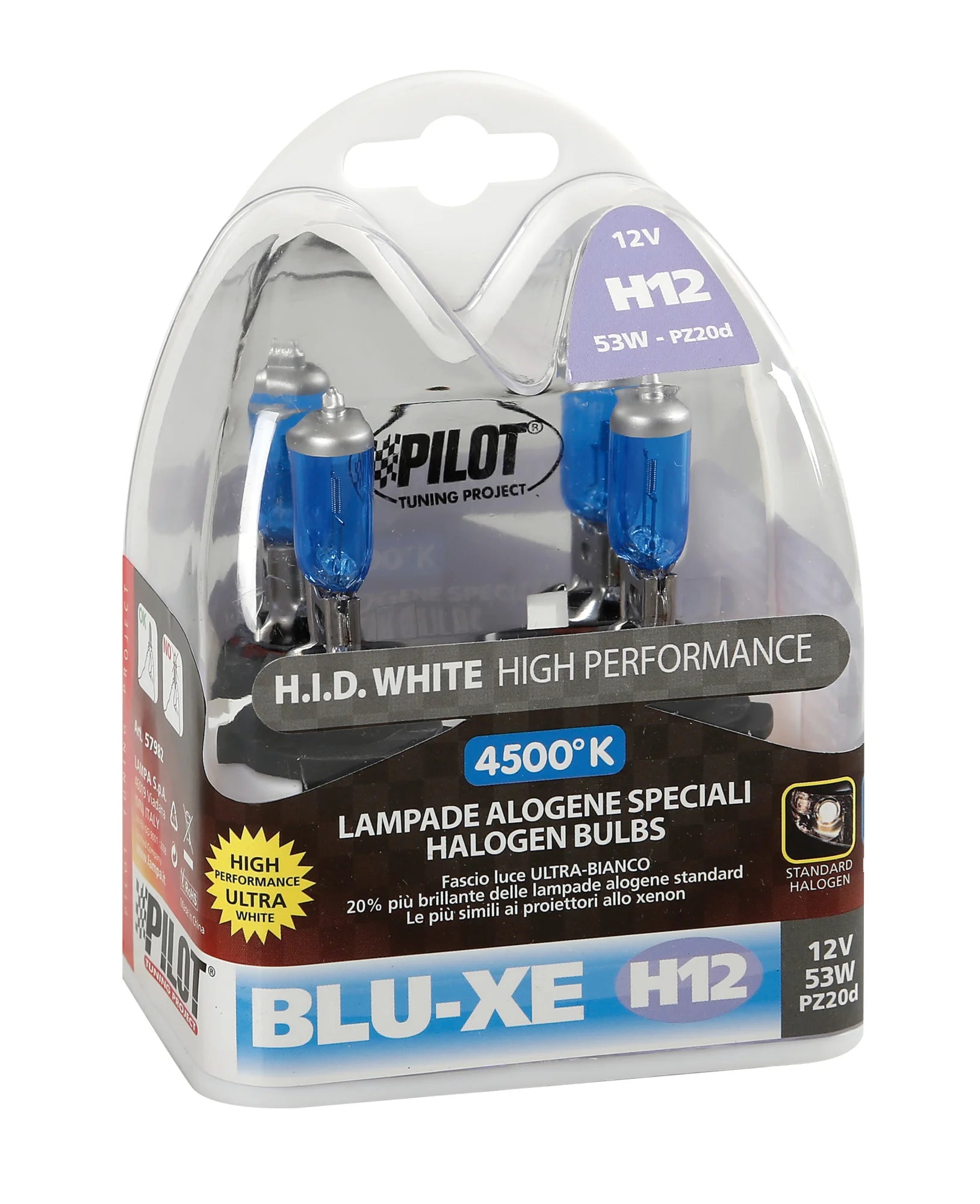 12V Lampada alogena Blu-Xe - H12 - 53W - PZ20d - 2 pz  - Scatola Plast.