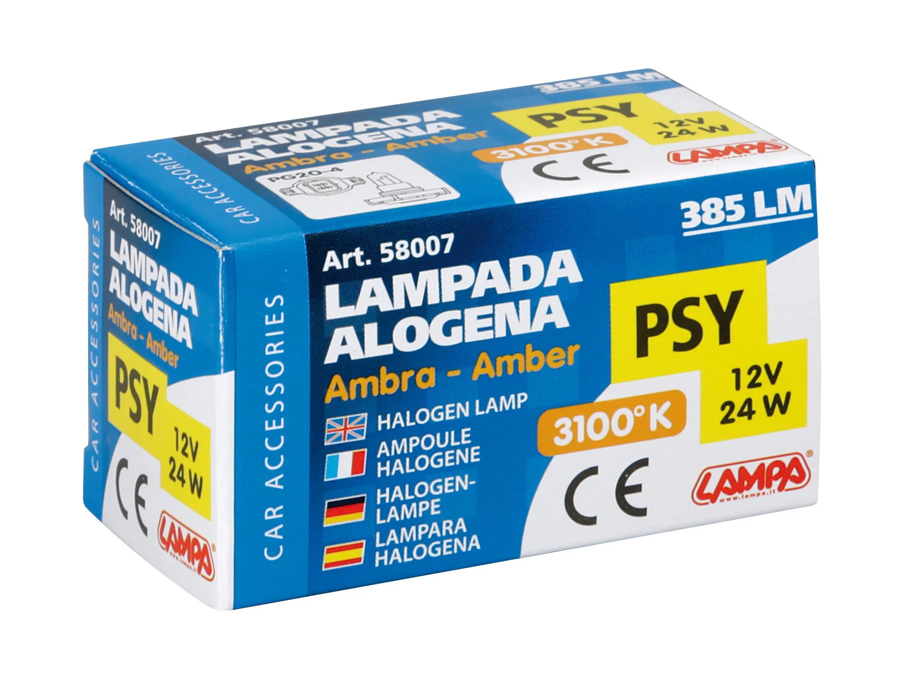 12V Lampada alogena - PSY24W - 24W - PG20-4 - 1 pz  - Scatola - Arancio