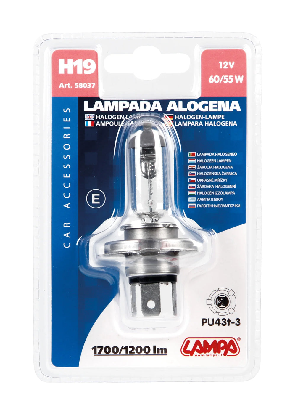 12V Lampada alogena - H19 - 60/55W - PU43t-3 - 1 pz  - D/Blister