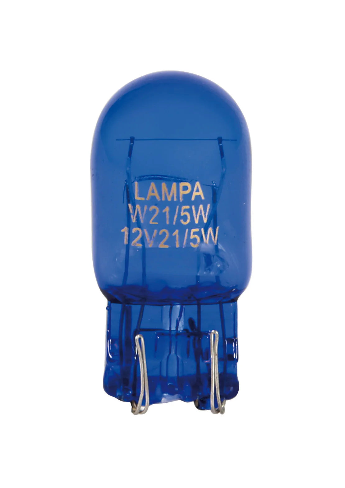 12V Blue Dyed Glass, Lampada con zoccolo vetro 2 filamenti - (W21/5W) - 21/5W - W3x16q - 2 pz  - Scatola