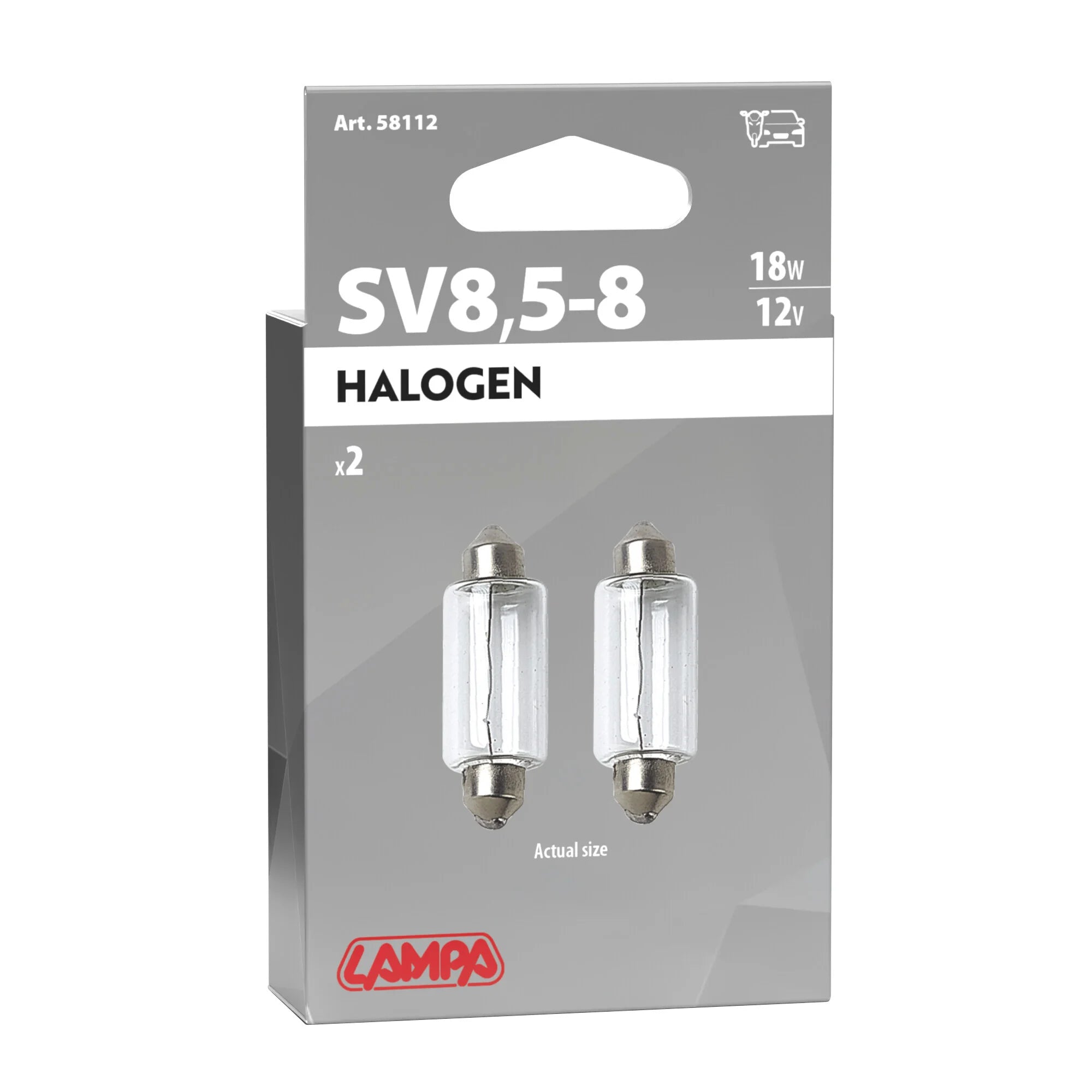12V Lampada siluro - 15x41 mm - 18W - SV8,5-8 - 2 pz  - Scatola