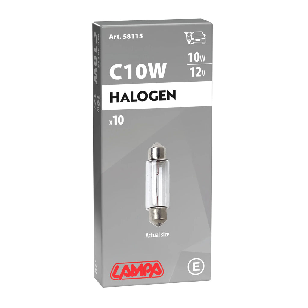 12V Lampada siluro - C10W - 11x35 mm - 10W - SV8,5-8 - 10 pz  - Scatola