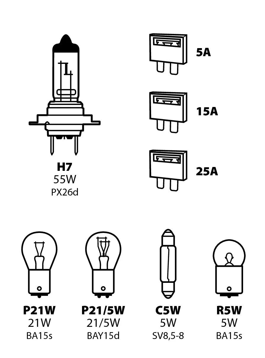 Kit lampade di ricambio 8 pz, alogena H7 - 12V