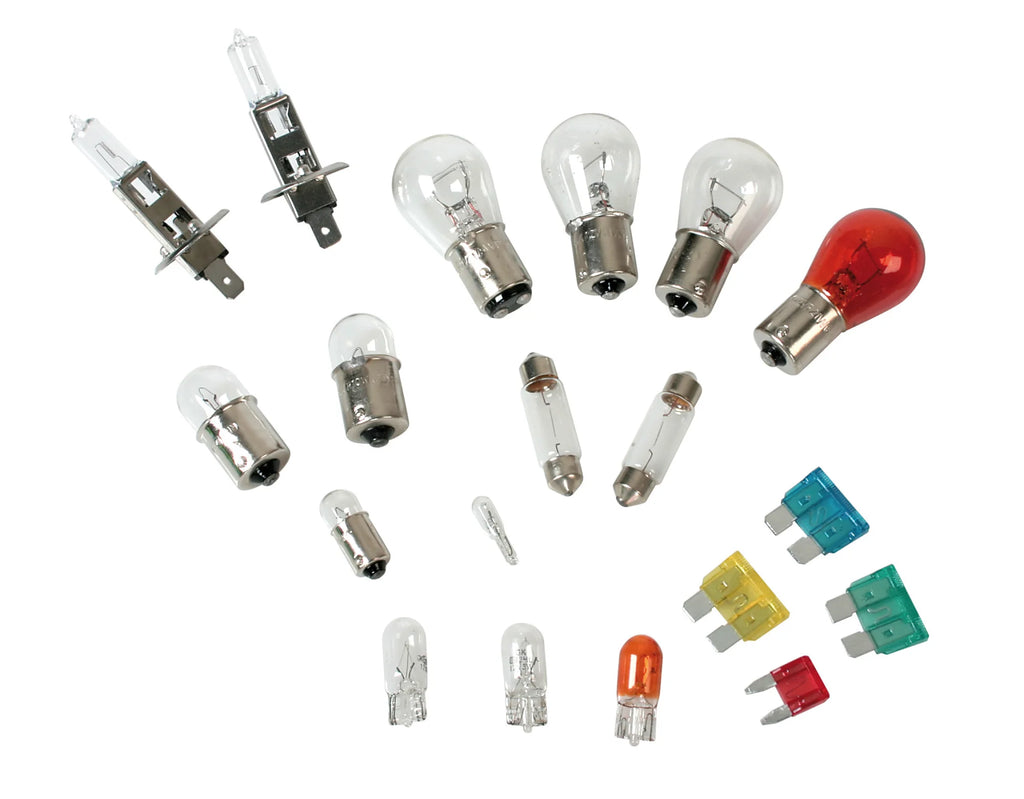 Kit lampade di ricambio 19 pz, alogena 2x H1 - 12V