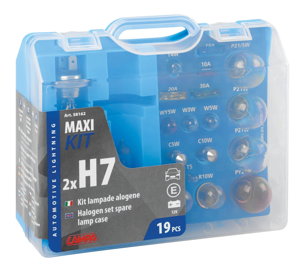 Kit lampade di ricambio 19 pz, alogena 2x H7 - 12V