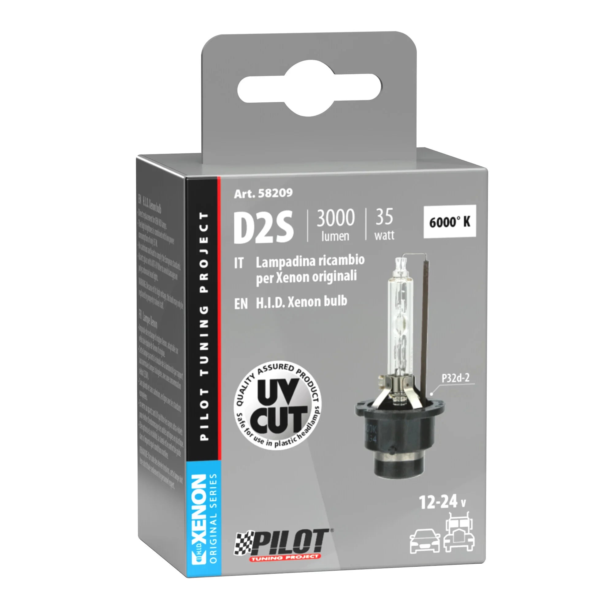 Lampada HID Xenon 6.000°K - D2S - 35W - P32d-2 - 1 pz  - Scatola