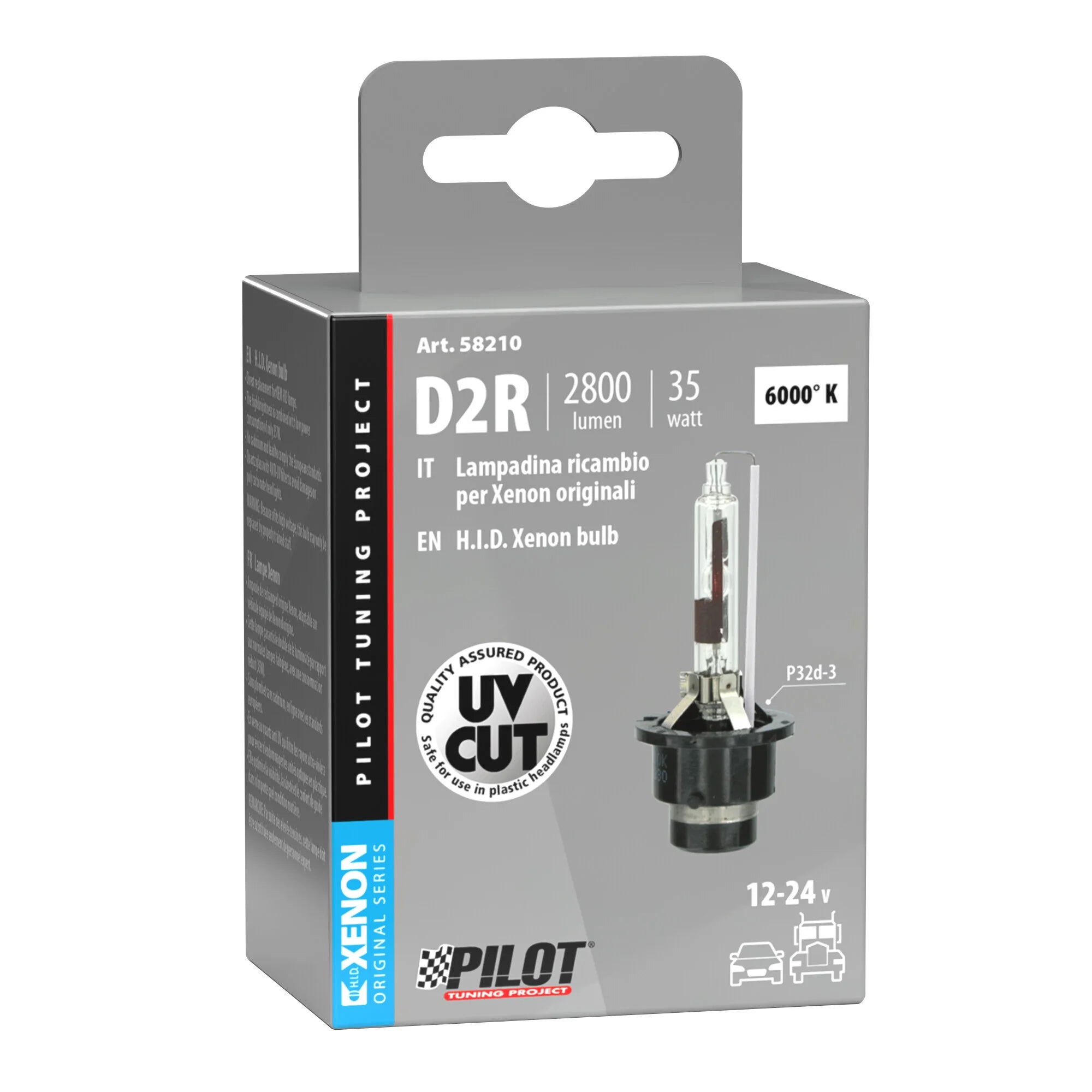 Lampada HID Xenon 6.000°K - D2R - 35W - P32d-3 - 1 pz  - Scatola
