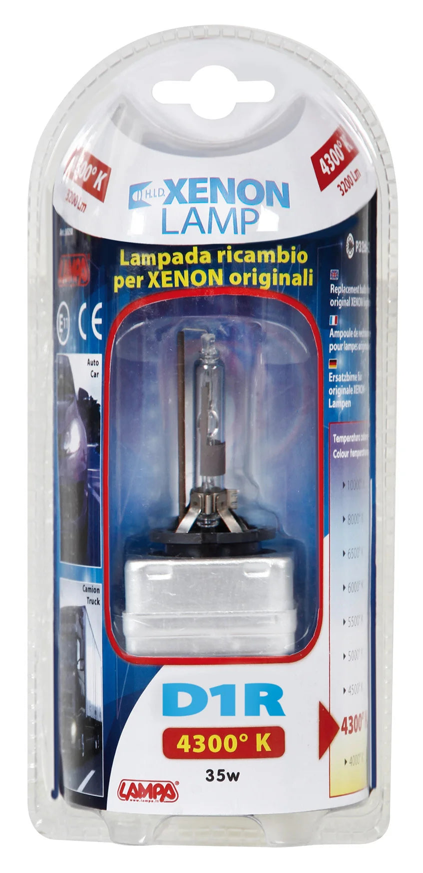 Lampada HID Xenon 4.300°K - D1R - 35W - PK32d-3 - 1 pz  - D/Blister