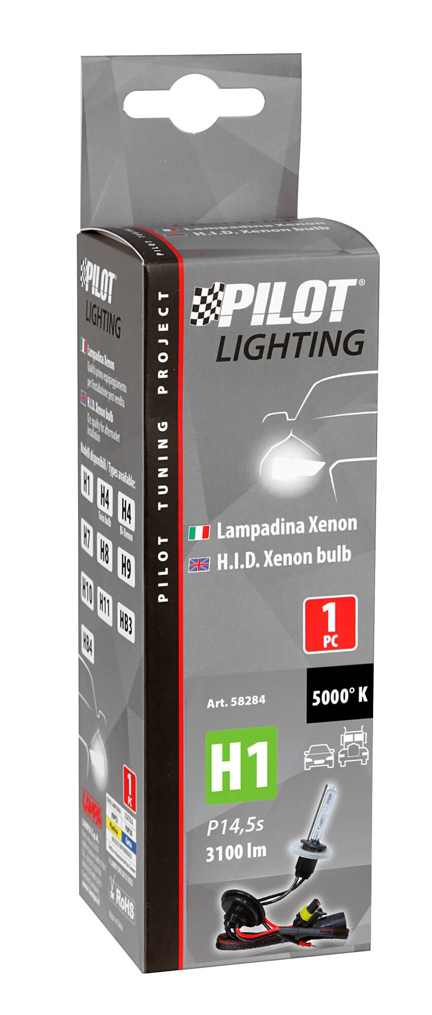 12/24V Lampadina HID Xenon 5.000K - H1 - 1 pz  - Scatola